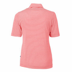 Cincinnati Reds Cutter & Buck Women's Virtue Eco Pique Stripe Recycled Quarter-Zip Pullover Top Red