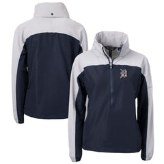 Detroit Tigers Cutter & Buck Women's Charter Eco Recycled Anorak Jacket Navy/Gray