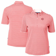 Cincinnati Reds Cutter & Buck Women's Virtue Eco Pique Stripe Top Red