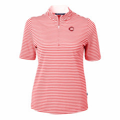 Cincinnati Reds Cutter & Buck Women's Virtue Eco Pique Stripe Top Red