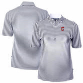 Cleveland Guardians Cutter & Buck Women's Virtue Eco Pique Stripe Top Navy