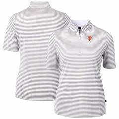 San Francisco Giants Cutter & Buck Women's Virtue Eco Pique Stripe Top Gray