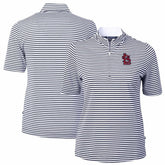 St. Louis Cardinals Cutter & Buck Women's Virtue Eco Pique Stripe Top Navy