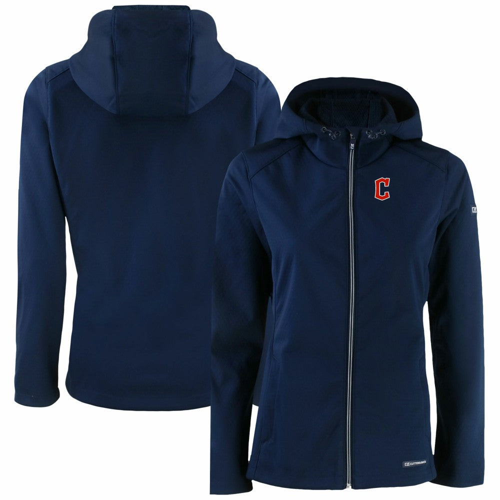 Cleveland Guardians Cutter & Buck Women's Evoke Eco Softshell Recycled Full-Zip Jacket Navy