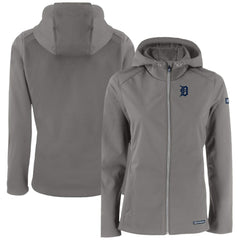 Detroit Tigers Cutter & Buck Women's Evoke Eco Softshell Recycled Full-Zip Jacket Gray