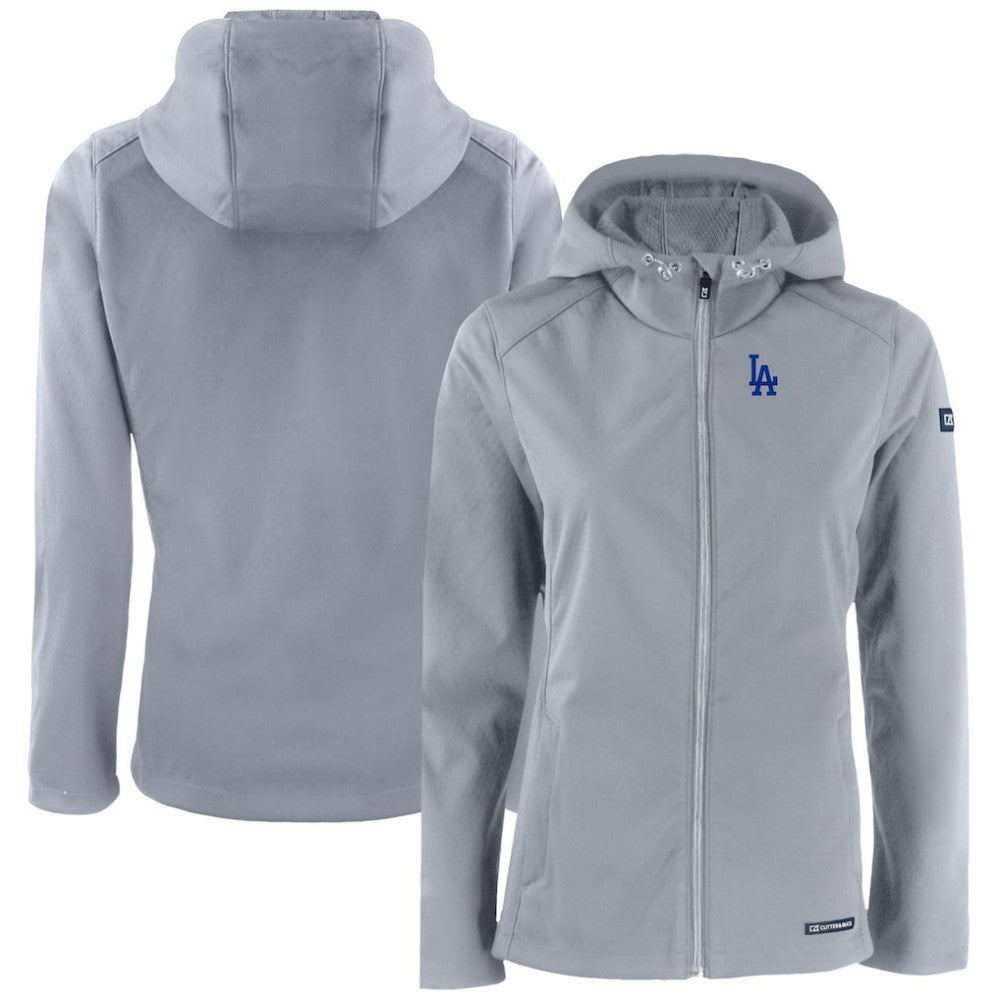 Los Angeles Dodgers Cutter & Buck Women's Evoke Eco Softshell Recycled Full-Zip Jacket Gray