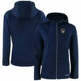 Milwaukee Brewers Cutter & Buck Women's Evoke Eco Softshell Recycled Full-Zip Jacket Navy