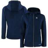 New York Yankees Cutter & Buck Women's Evoke Eco Softshell Recycled Full-Zip Jacket Navy