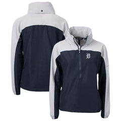 Detroit Tigers Cutter & Buck Women's Charter Eco Recycled Half-Zip Anorak Jacket Navy