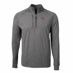 Cincinnati Reds Cutter & Buck Big & Tall Adapt Eco Knit Stretch Recycled Quarter-Zip Pullover Top Heather Black