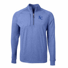 Kansas City Royals Cutter & Buck Big & Tall Adapt Eco Knit Stretch Recycled Quarter-Zip Pullover Top Heather Royal