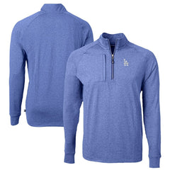 Los Angeles Dodgers Cutter & Buck Big & Tall Adapt Eco Knit Stretch Recycled Quarter-Zip Pullover Top Heather Royal