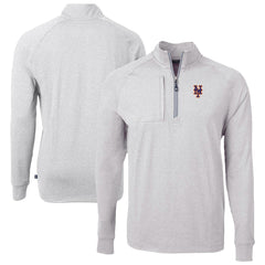 New York Mets Cutter & Buck Big & Tall Adapt Eco Knit Stretch Recycled Quarter-Zip Pullover Top Heather Gray