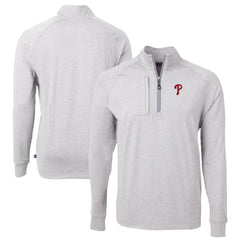 Philadelphia Phillies Cutter & Buck Big & Tall Adapt Eco Knit Stretch Recycled Quarter-Zip Pullover Top Heather Gray