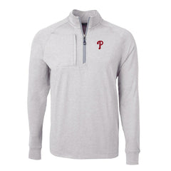 Philadelphia Phillies Cutter & Buck Big & Tall Adapt Eco Knit Stretch Recycled Quarter-Zip Pullover Top Heather Gray