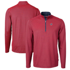 Chicago Cubs Cutter & Buck Virtue Eco Pique Micro Stripe Big & Tall Recycled Quarter-Zip Pullover Top Red/Navy