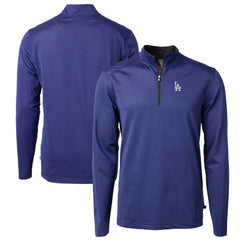 Los Angeles Dodgers Cutter & Buck Virtue Eco Pique Micro Stripe Big & Tall Recycled Quarter-Zip Pullover Top Royal/Black