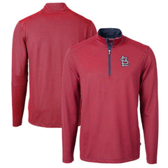 St. Louis Cardinals Cutter & Buck Virtue Eco Pique Micro Stripe Big & Tall Recycled Quarter-Zip Pullover Top Red/Navy