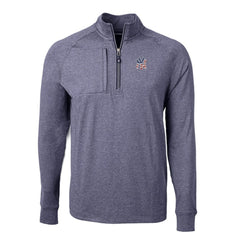 New York Yankees Cutter & Buck Americana Logo Big & Tall Adapt Eco Knit Stretch Recycled Quarter-Zip Pullover Top Heather Navy