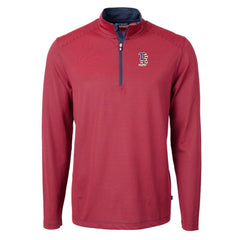 Boston Red Sox Cutter & Buck Americana Logo Virtue Eco Pique Stripe Recycled Quarter-Zip Pullover Top Red