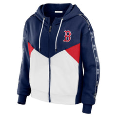 Boston Red Sox WEAR by Erin Andrews Women's Color Block Full-Zip Hoodie Navy/White