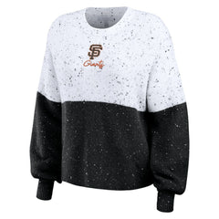 San Francisco Giants WEAR by Erin Andrews Women's Color Block Script Pullover Sweater White/Black