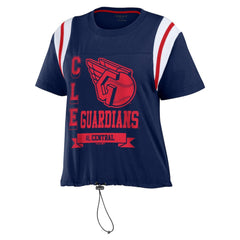 Cleveland Guardians WEAR by Erin Andrews Women's Cinched Colorblock T-Shirt Navy