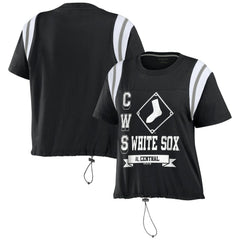 Chicago White Sox WEAR by Erin Andrews Women's Cinched Colorblock T-Shirt Black