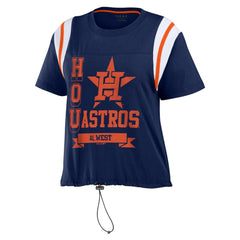 Houston Astros WEAR by Erin Andrews Women's Cinched Colorblock T-Shirt Navy
