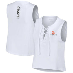 San Francisco Giants WEAR by Erin Andrews Women's Lace-Up Tank Top White