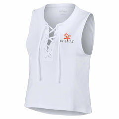 San Francisco Giants WEAR by Erin Andrews Women's Lace-Up Tank Top White