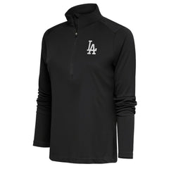 Los Angeles Dodgers Antigua Women's Brushed Metallic Tribute Half-Zip Pullover Top Gray