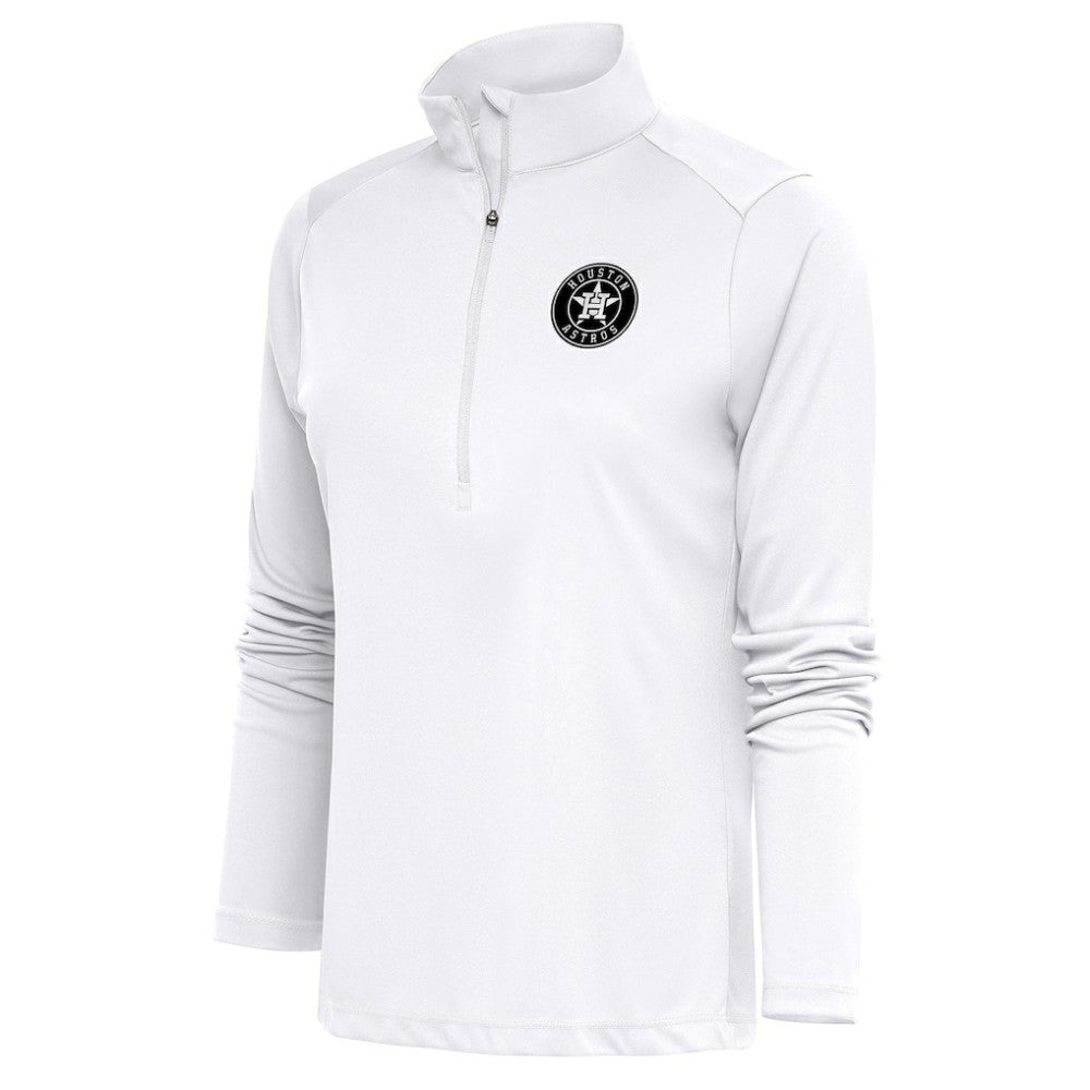 Houston Astros Antigua Women's Brushed Metallic Tribute Half-Zip Pullover Top White
