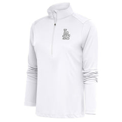Los Angeles Dodgers Antigua Women's Brushed Metallic Tribute Half-Zip Pullover Top White
