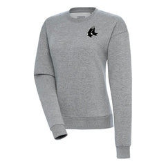 Boston Red Sox Antigua Women's Brushed Metallic Victory Pullover Sweatshirt Heather Gray