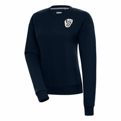 Milwaukee Brewers Antigua Women's Brushed Metallic Victory Pullover Sweatshirt Navy
