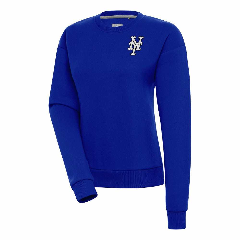New York Mets Antigua Women's Brushed Metallic Victory Pullover Sweatshirt Royal