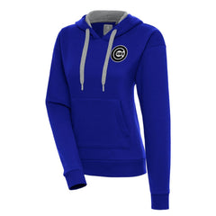Chicago Cubs Antigua Women's Brushed Metallic Victory Pullover Hoodie Royal