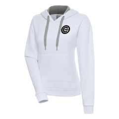 Chicago Cubs Antigua Women's Brushed Metallic Victory Pullover Hoodie White