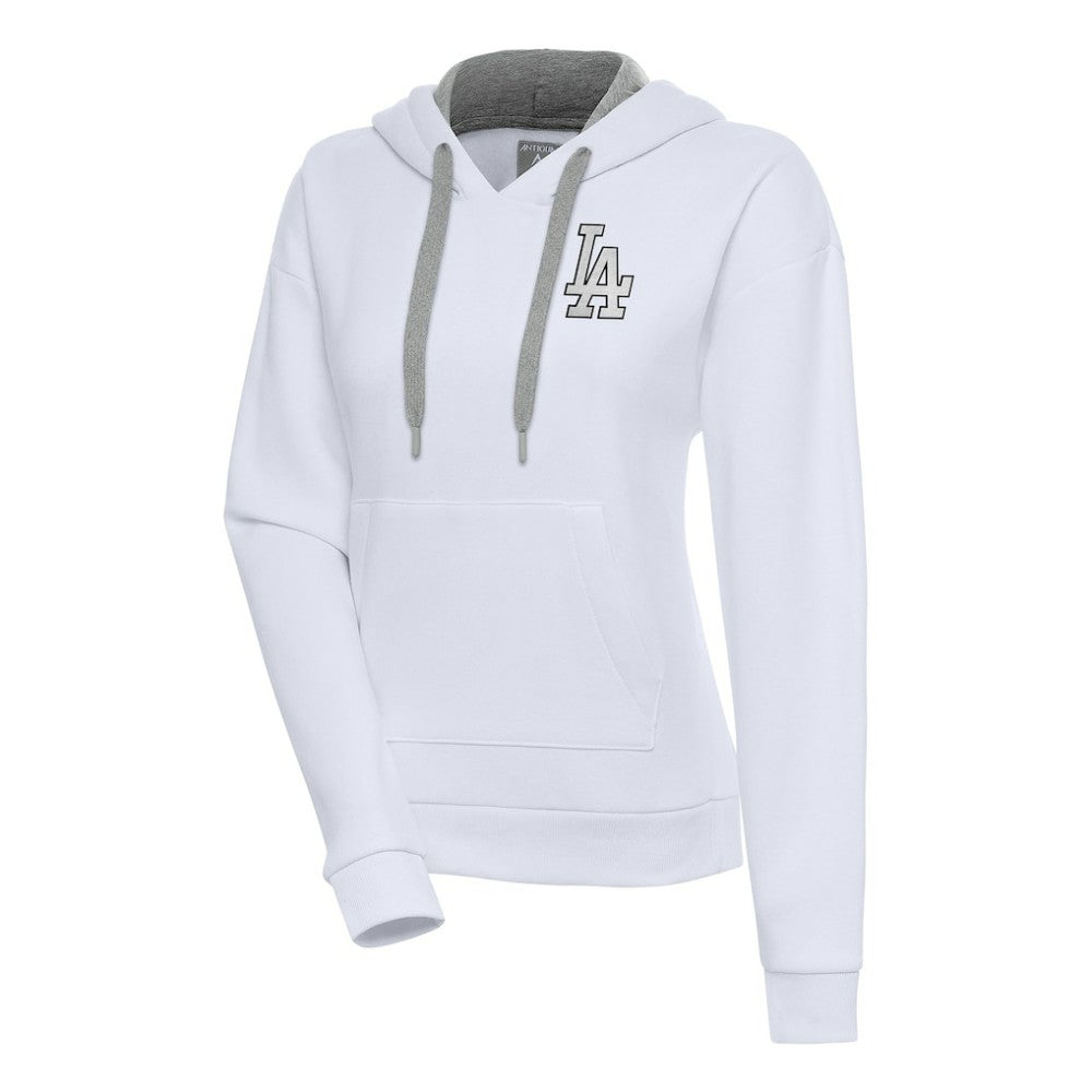 Los Angeles Dodgers Antigua Women's Brushed Metallic Victory Pullover Hoodie White