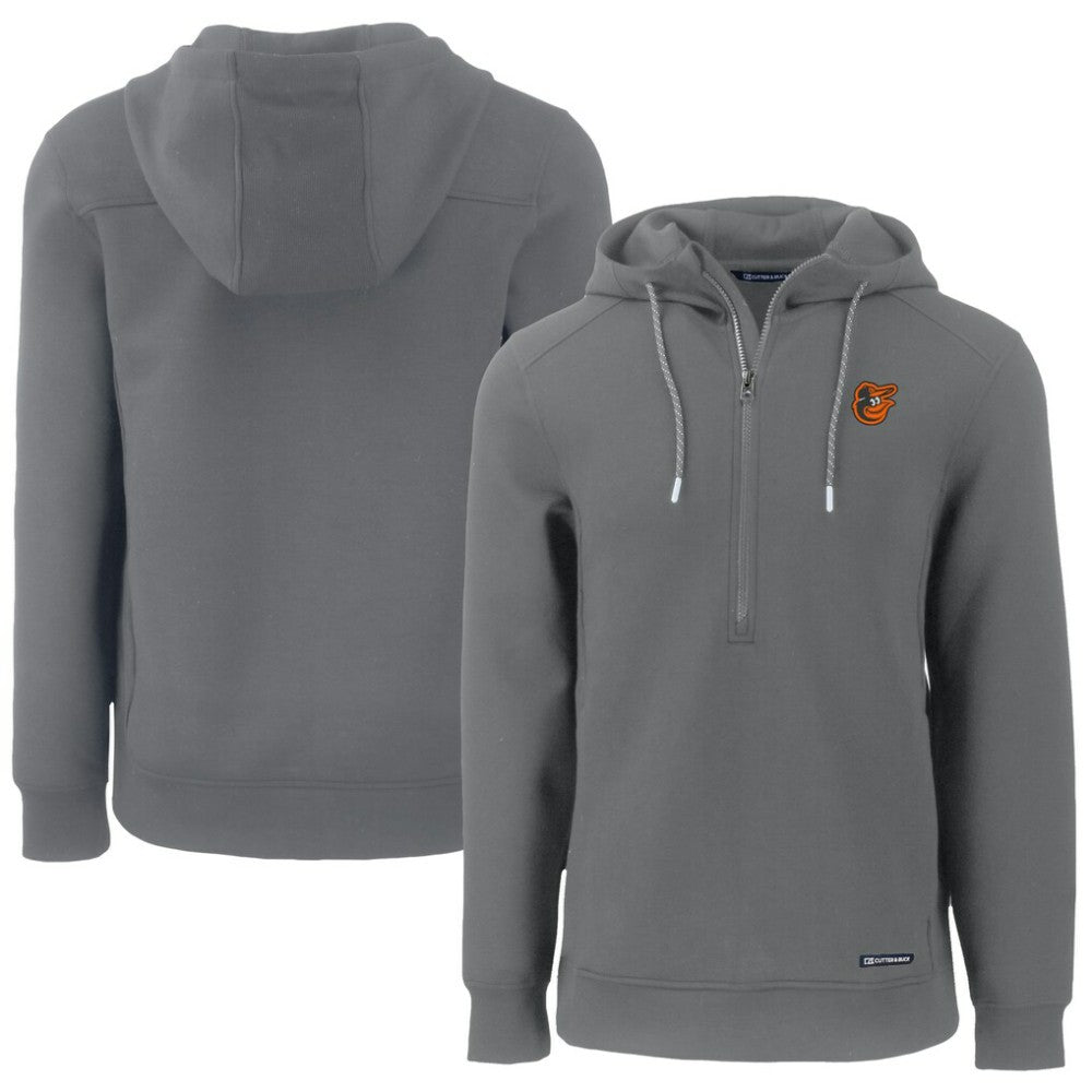 Baltimore Orioles Cutter & Buck Roam Eco Half-Zip Recycled Pullover Hoodie Gray