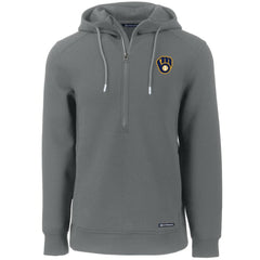 Milwaukee Brewers Cutter & Buck Roam Eco Half-Zip Recycled Pullover Hoodie Gray