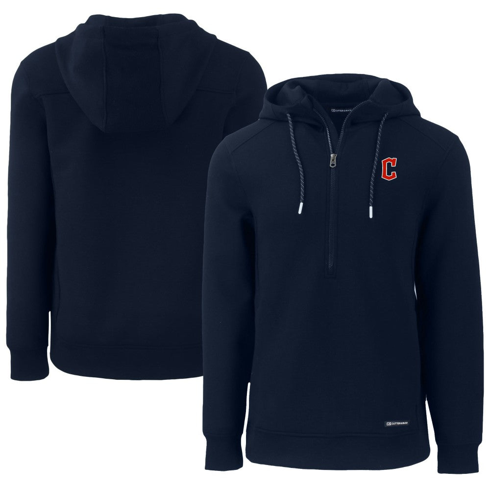 Cleveland Guardians Cutter & Buck Roam Eco Half-Zip Recycled Pullover Hoodie Navy