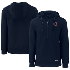 Cleveland Guardians Cutter & Buck Roam Eco Half-Zip Recycled Pullover Hoodie Navy