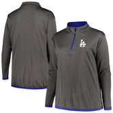 Los Angeles Dodgers Profile Women's Plus Size Quarter-Zip Jacket Charcoal