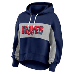 Atlanta Braves Profile Women's Plus Size Pullover Hoodie Navy