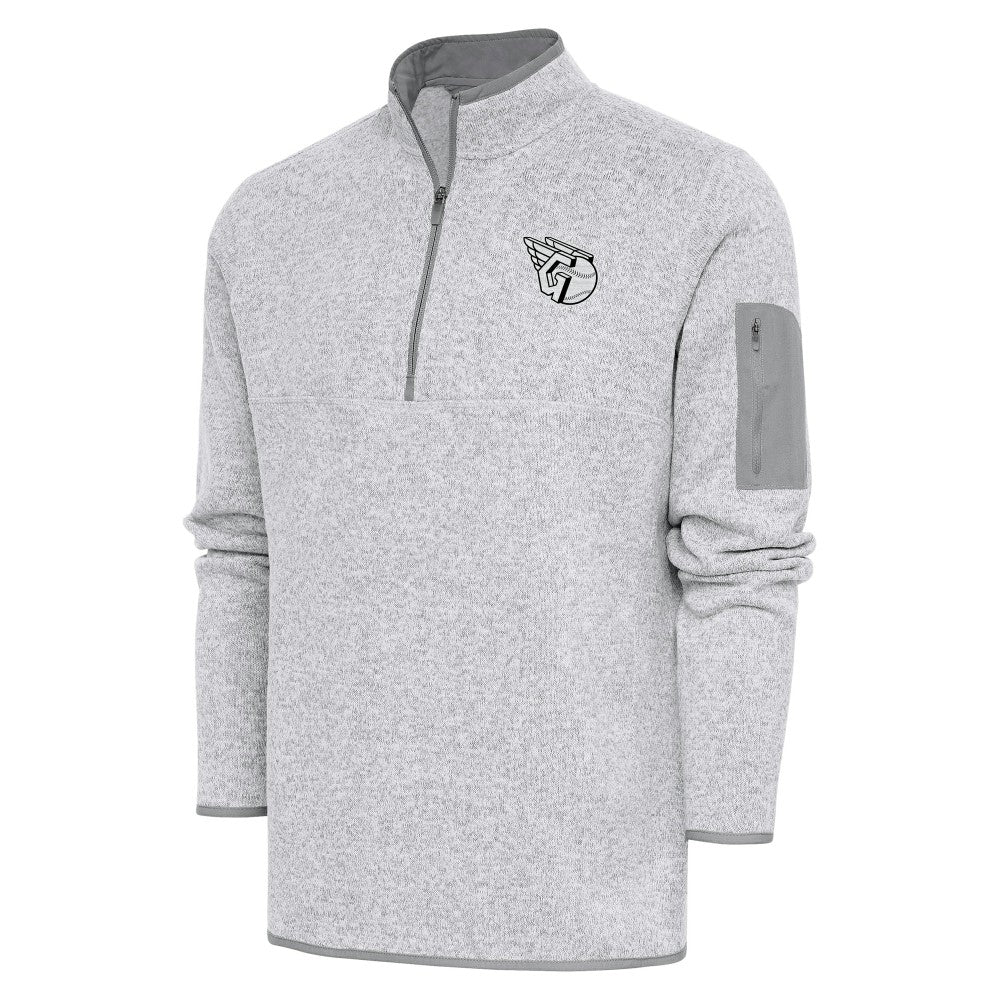 Cleveland Guardians Antigua Metallic Fortune Quarter-Zip Pullover Jacket Pewter