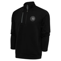 Chicago Cubs Antigua Metallic Generation Quarter-Zip Pullover Top Black
