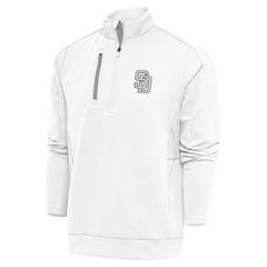 San Diego Padres Antigua Metallic Generation Quarter-Zip Pullover Top White