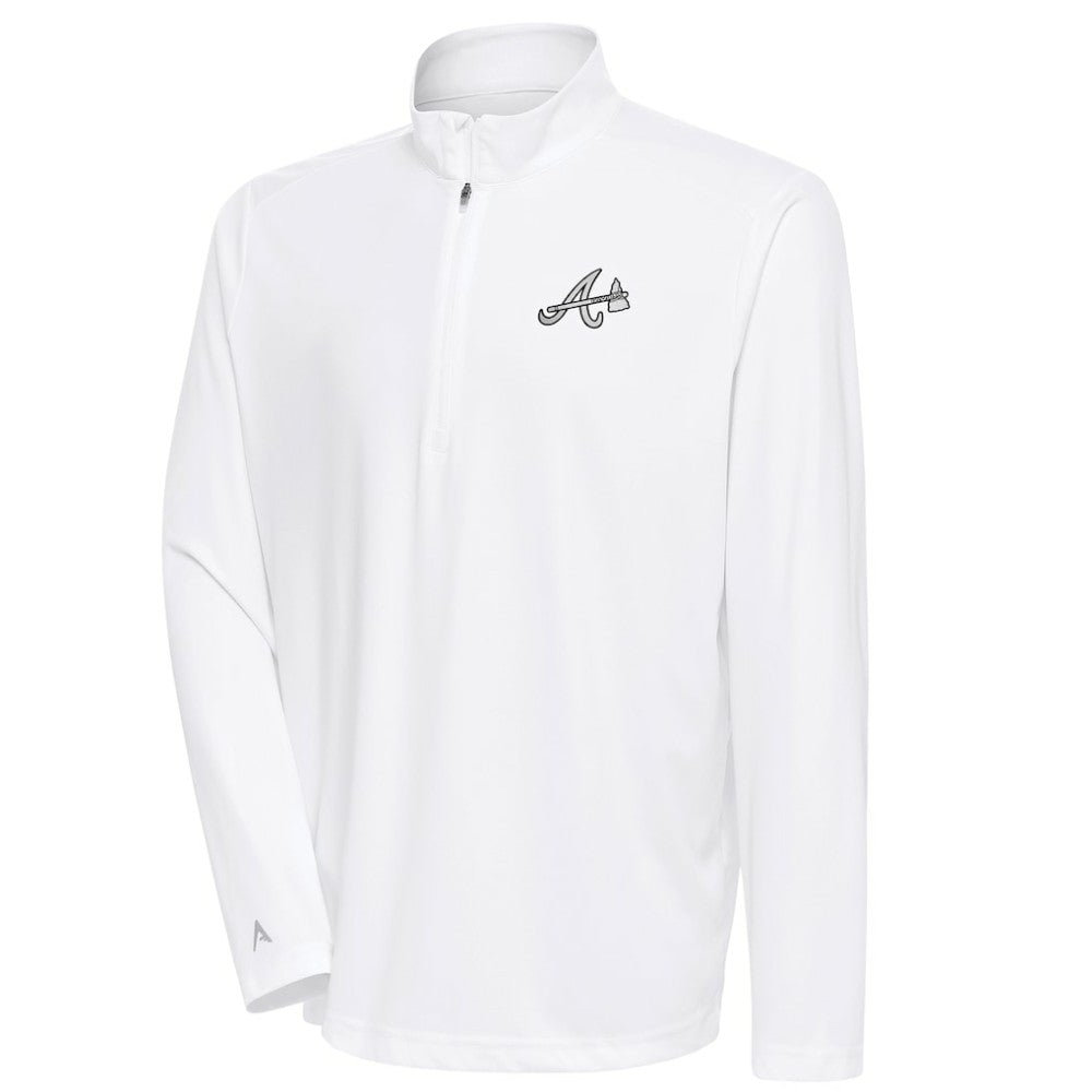 Atlanta Braves Antigua Metallic Tribute Quarter-Zip Top White